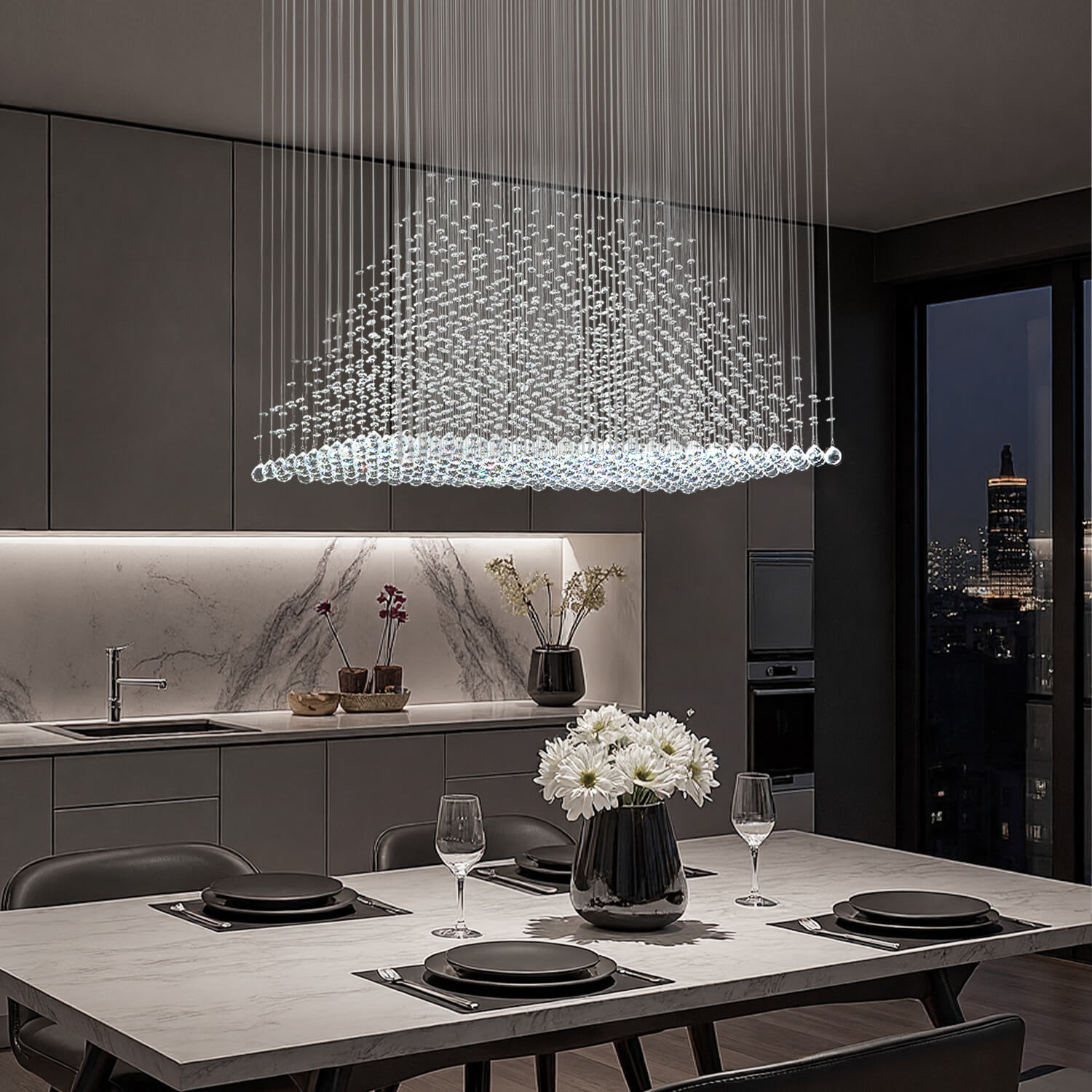 Piscea Raindrop Crystal Chandelier