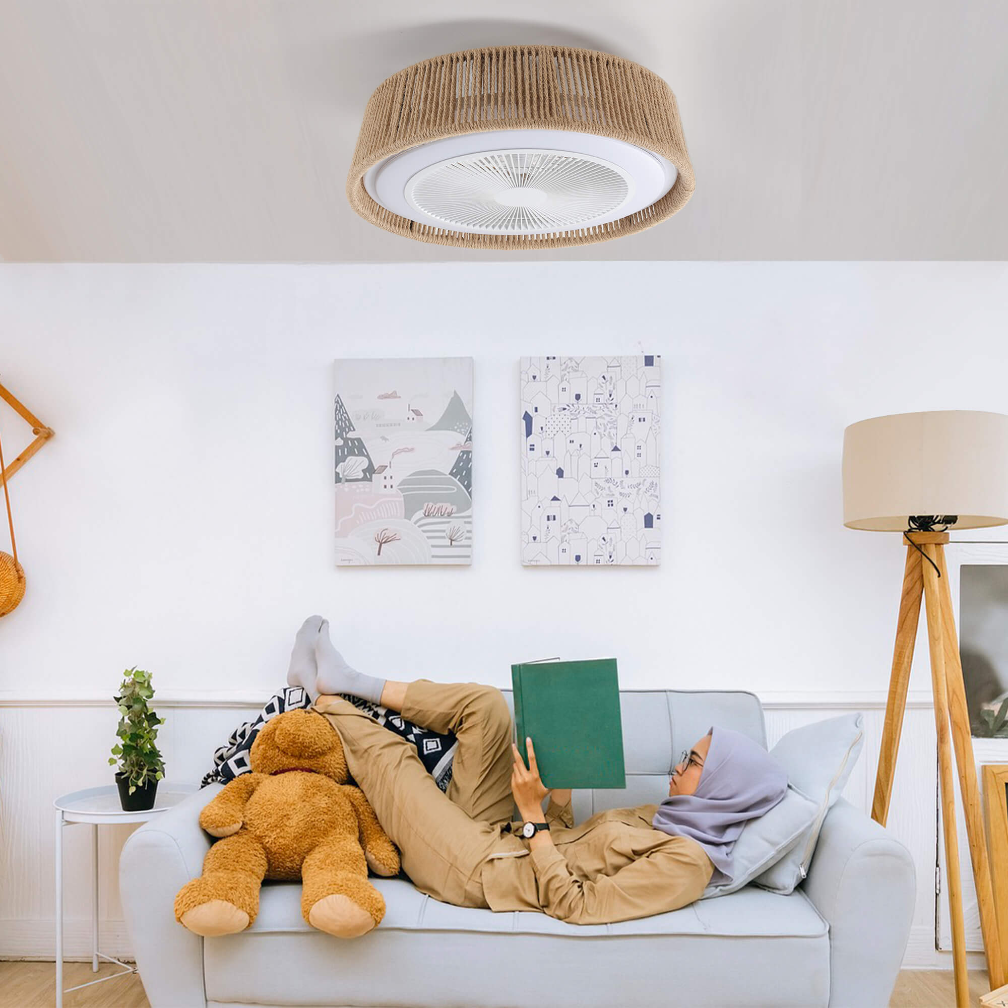 wovair-21-bohemian-beige-ceiling-fan-with-led-lights-remote-low-profile-for-bedrooms-and-kids-rooms-3