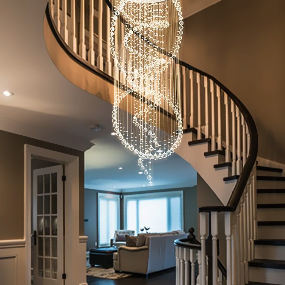 Three Circle Spiral Raindrop Chandelier Ceiling Lights Warm Light - Staircase