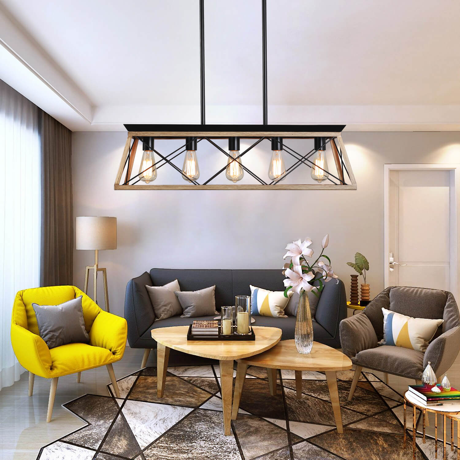 Farmhouse Metal Linear Pendant Lights 01L85W
